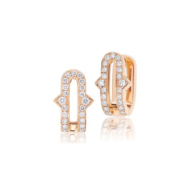 Boucles d'oreilles Khmissa in love en or rose et diamants