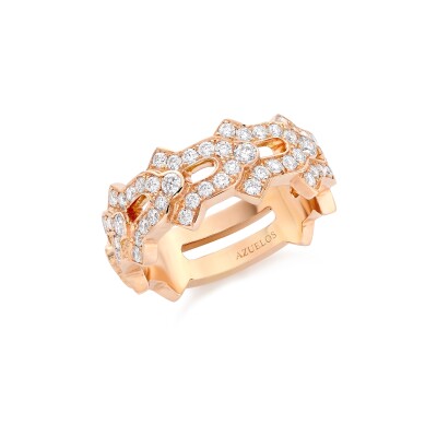 Bague Khmissa in love en or rose et diamants