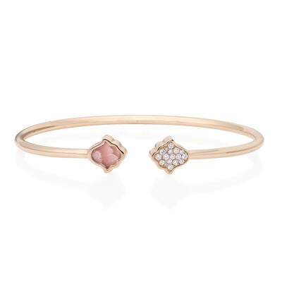 Bracelet Khmissa etc en or rose, diamants et rhodochrosite