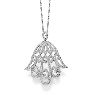 Pendentif Khmissa en or blanc et diamants