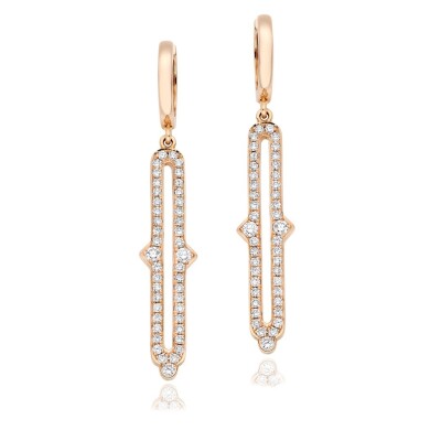 Boucles d'oreilles pendantes Khmissa in Love en or rose et diamants