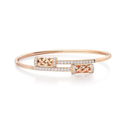 Bracelet jonc Moucharabieh en or rose et diamants