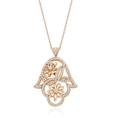 Pendentif Khmissa en or rose et diamants
