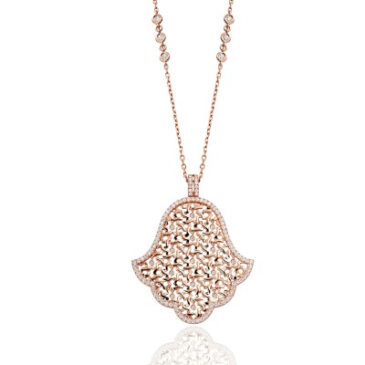 Pendentif Khmissa en or rose et diamants