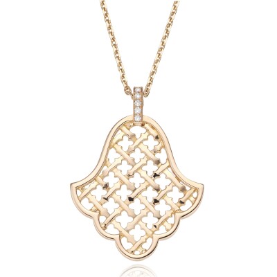 Pendentif Khmissa Moucharabieh en or rose et diamants