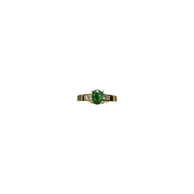 Bague or jaune émeraude et diamants