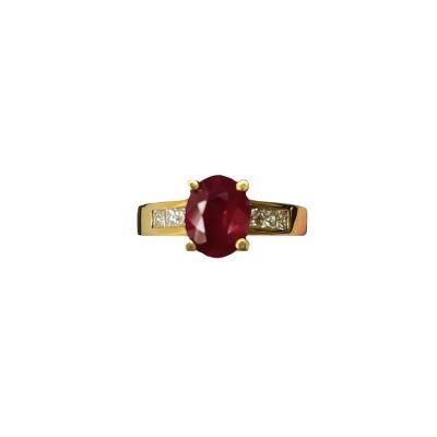 Bague or jaune rubis et diamants