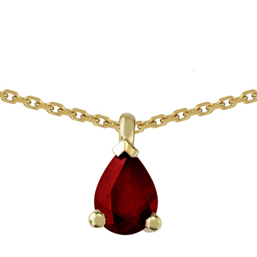 Collier or jaune et rubis