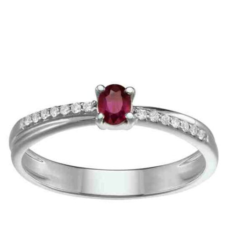 Bague or blanc rubis et diamants