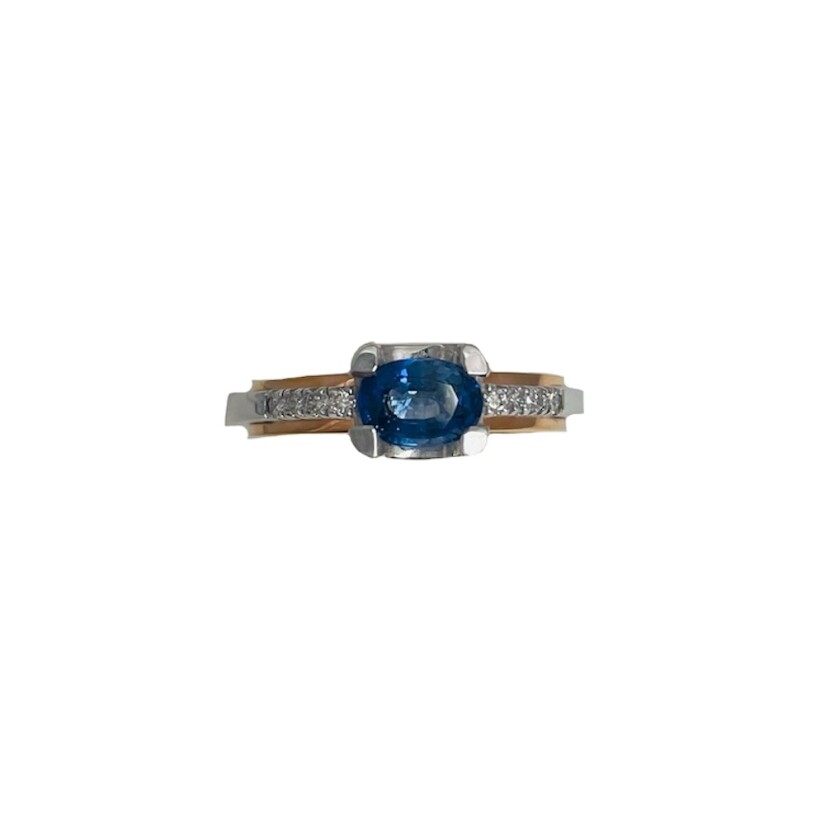 Bague bicolore saphir et diamants