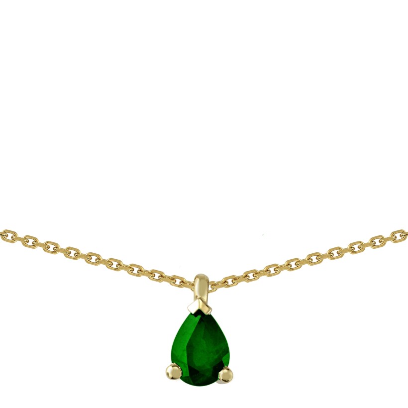 Collier en or jaune et émeraude poire