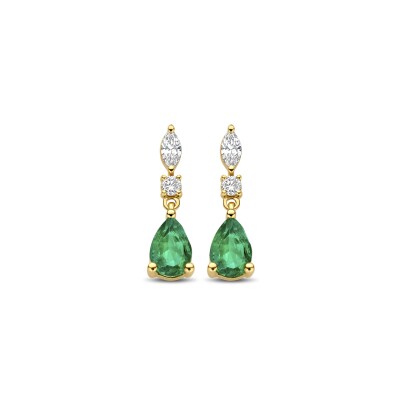 Boucle d'oreille émeraude et diamants