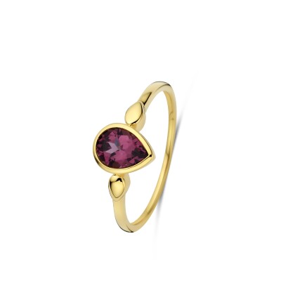 Bague or jaune et rhodolite