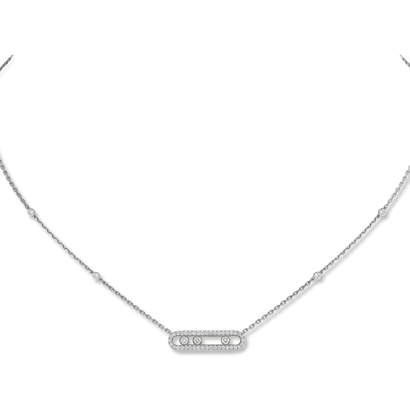 Collier Messika Baby Move Pavé en or blanc et diamants