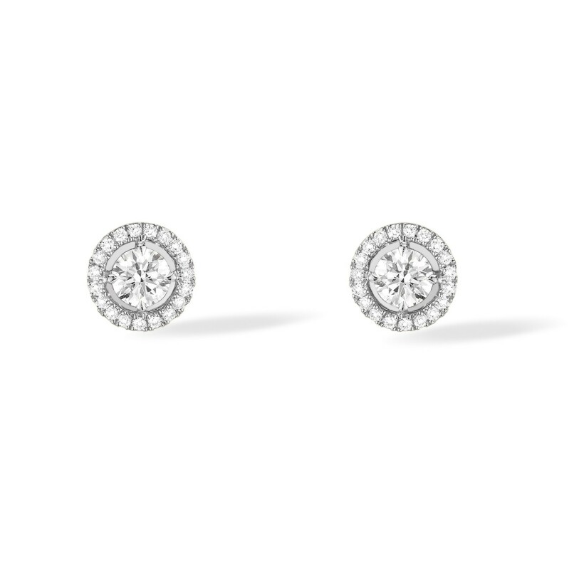 Boucles d'oreilles puces Messika Joy en or blanc et diamants