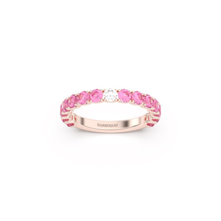 Alliance Bassereau 1897 en or rose, saphirs roses et diamant