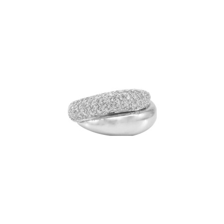 Bague en or blanc et pavage diamants