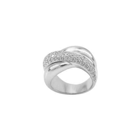 Bague en or blanc et pavage diamants