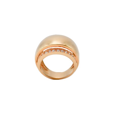 Bague en or rose deux demi-tours pavage diamants