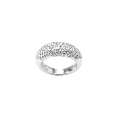 Bague en or blanc et pavage diamants