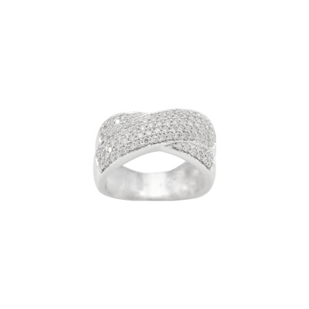 Bague en or blanc et pavage diamants