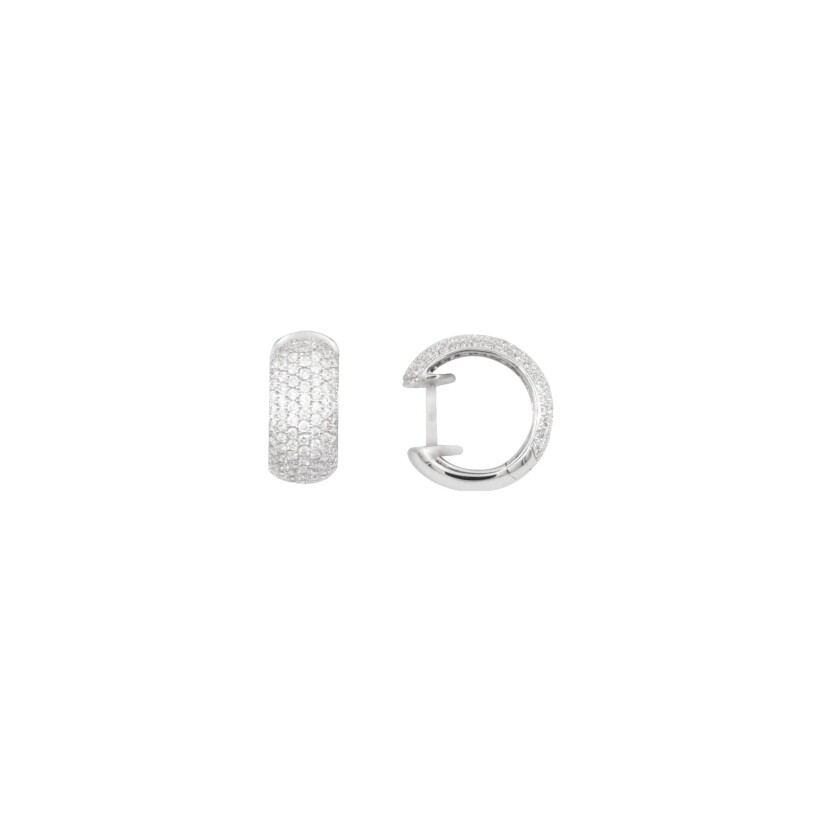 Boucles d'oreilles en or blanc et pavage diamants