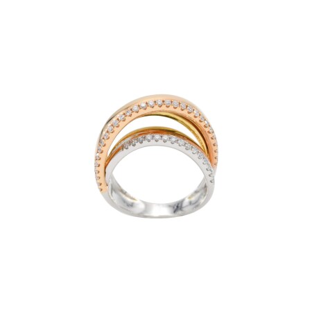 Bague en or blanc, or jaune, or rose et diamants