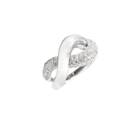 Bague en or blanc et pavage diamants