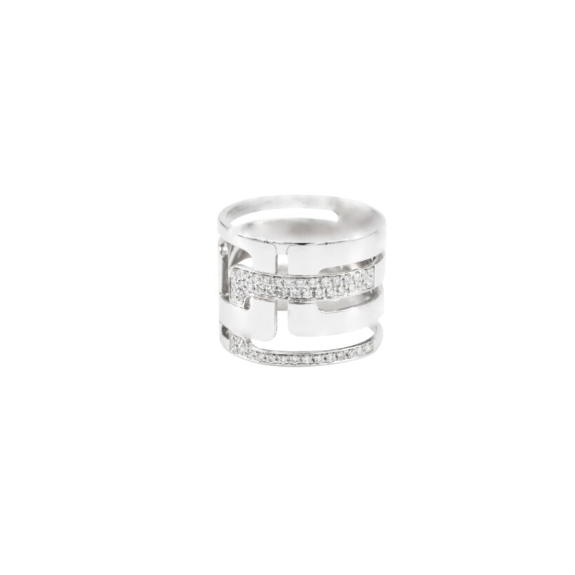 Bague or blanc pavage diamants