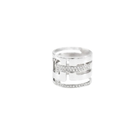 Bague or blanc pavage diamants