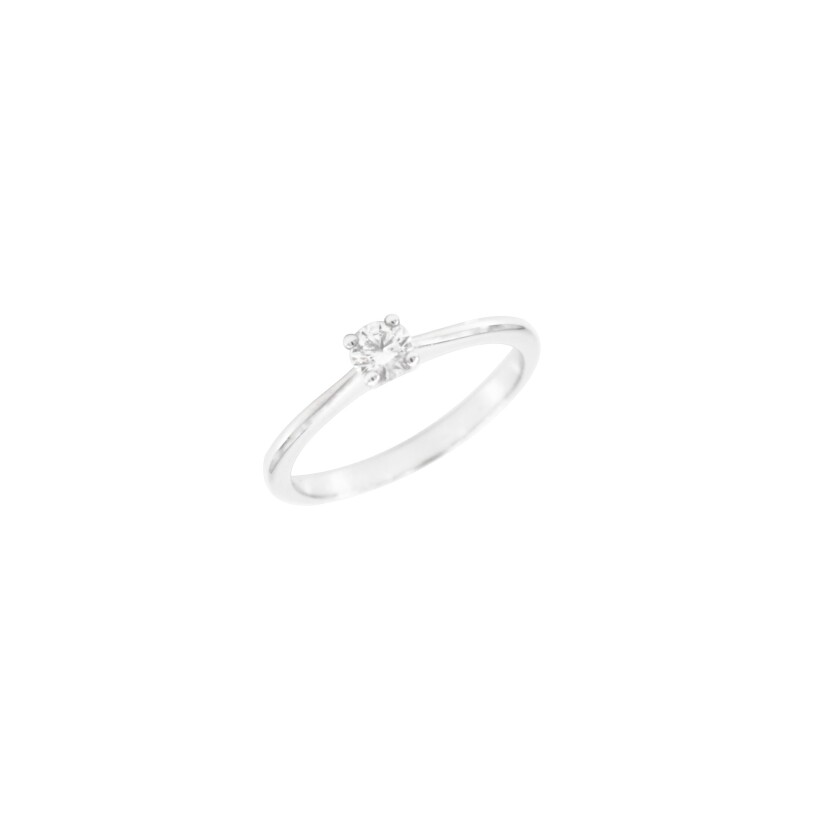 Solitaire 4 griffes diamant taille brillant or blanc