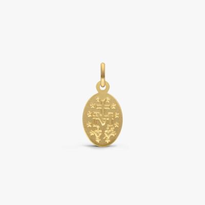 Médaille Arthus Bertrand Vierge Miraculeuse 2 faces 13 mm émail rose pétunia or jaune