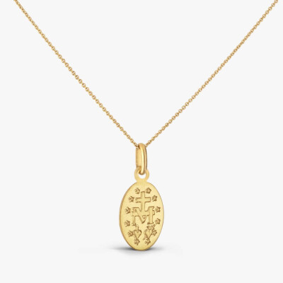 Médaille Arthus Bertrand Vierge Miraculeuse 2 faces 13 mm émail rose pétunia or jaune