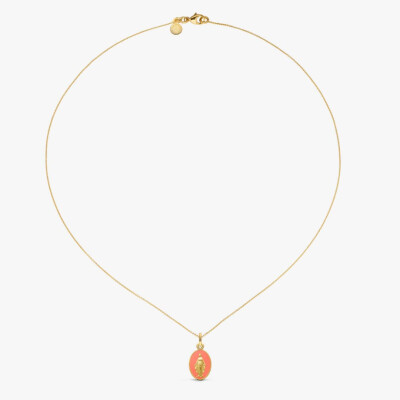 Médaille Arthus Bertrand Vierge Miraculeuse 2 faces 13 mm émail rose pétunia or jaune