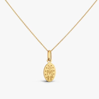 Médaille Arthus Bertrand Vierge Miraculeuse 2 faces 13 mm laque bleu ciel or jaune sablé