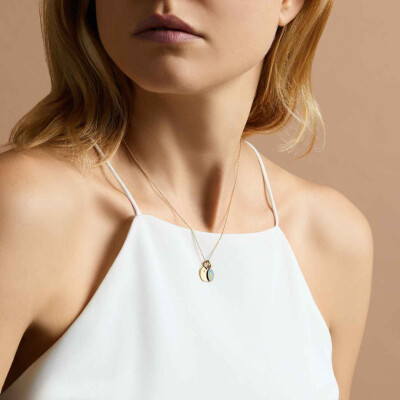 Médaille Arthus Bertrand Vierge Miraculeuse 2 faces 13 mm laque bleu ciel or jaune sablé