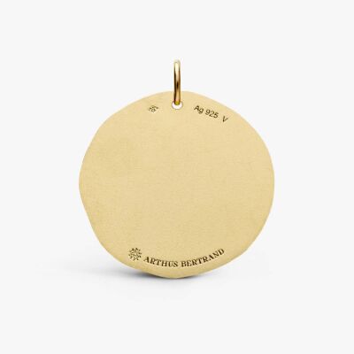 Médaille Arthus Bertrand La Boussole grand modèle en or jaune sablé, 23mm