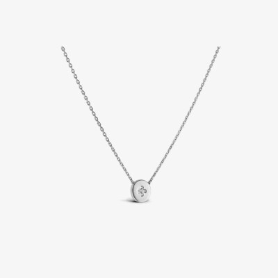 Collier Arthus Bertrand Royale motif 9 mm diamant H-SI 0,10 ct or blanc