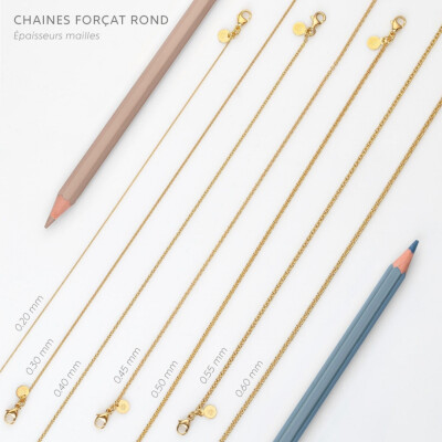 Chaine Arthus Bertrand Forçat rond en or jaune, 40cm