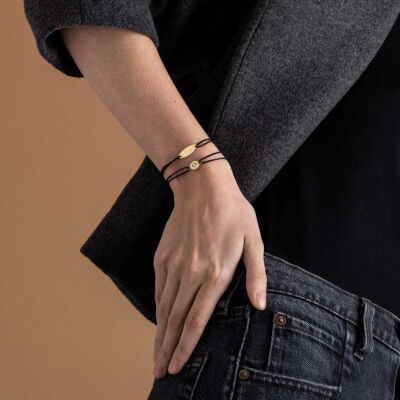 Bracelet cordon Arthus Bertrand Gourmette Calisson en or jaune, 20mm