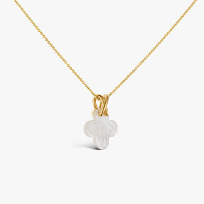 Pendentif Arthus Bertrand Croix arrondie nacre 16 mm or jaune