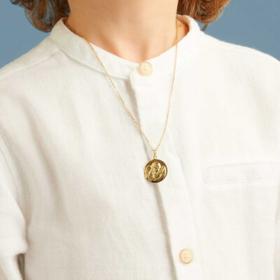 Médaille Arthus Bertrand Ange Penseur F. mince 18 mm or jaune poli-mat
