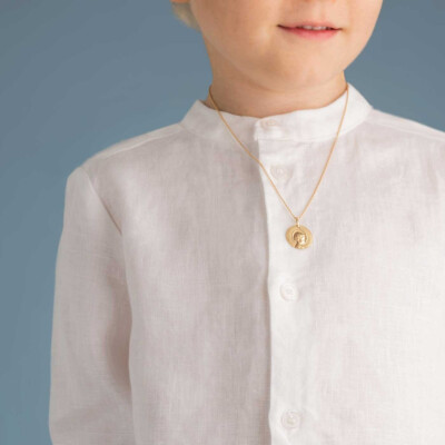 Médaille Arthus Bertrand Galet Jésus enfant 16 mm or jaune sablé