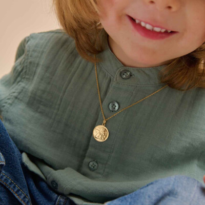 Médaille Arthus Bertrand Ange de Raphaël F. mince 18 mm or jaune sablé