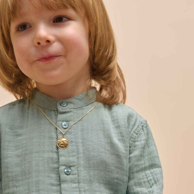 Médaille Arthus Bertrand Ange de Raphaël F. mince 18 mm or jaune sablé