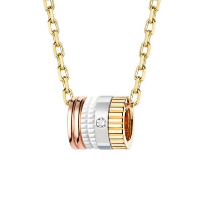 Pendentif Boucheron Quatre serti d'un diamant sur or jaune, or blanc, or rose et céramique