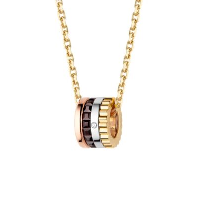 Pendentif Boucheron Quatre Classique, motif XS en or blanc, or jaune, or rose, pvd marron et diamant