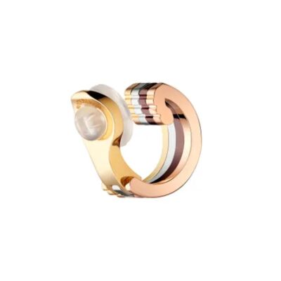 Mono boucle d'oreille Boucheron Quatre Classique, petit modèle en or blanc, or jaune, or rose, pvd marron et diamants