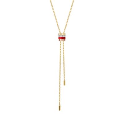 Collier cravate Boucheron Quatre Red Edition, Petit modèle en or blanc, or jaune, or rose, céramique rose et diamants