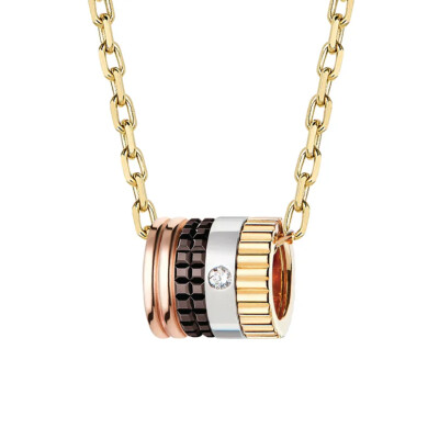 Pendentif Boucheron Quatre en or jaune, or blanc, or rose, PVD marron et 1 diamant